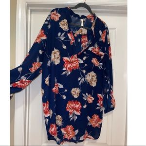 Navy blue shirt with floral print by Lara fashion size 3X